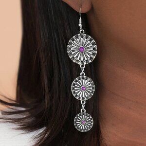 Paparazzi Jewelry Accessories - Festively Floral - Purple Earrings - Vintage